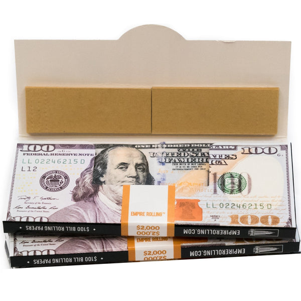 Empire Rolling King Size Slim $100 Bill Premium Rolling Papers Plus Tips.