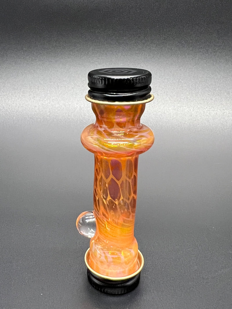 Flowstate Glass Travel Chillum Hand Pipe - Gold Fumed Flowstate Glass