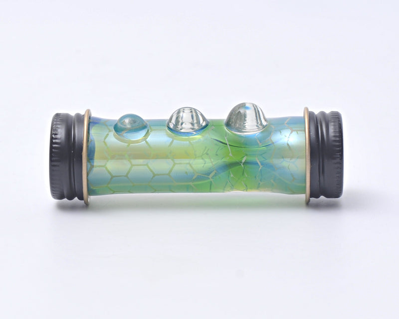 Flowstate Glass Travel Chillum Hand Pipe - Green Fumed Flowstate Glass