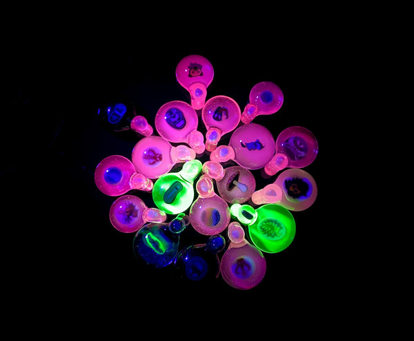 Fortunate Glass UV Reactive Opal and Millie Pendants.