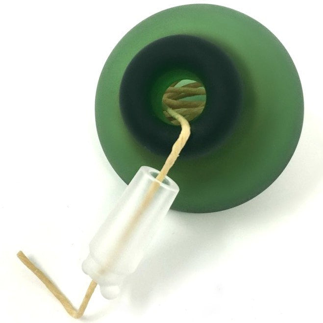 Glass Pav Tabletop Bomb Hemp Wick Dispenser - Green.