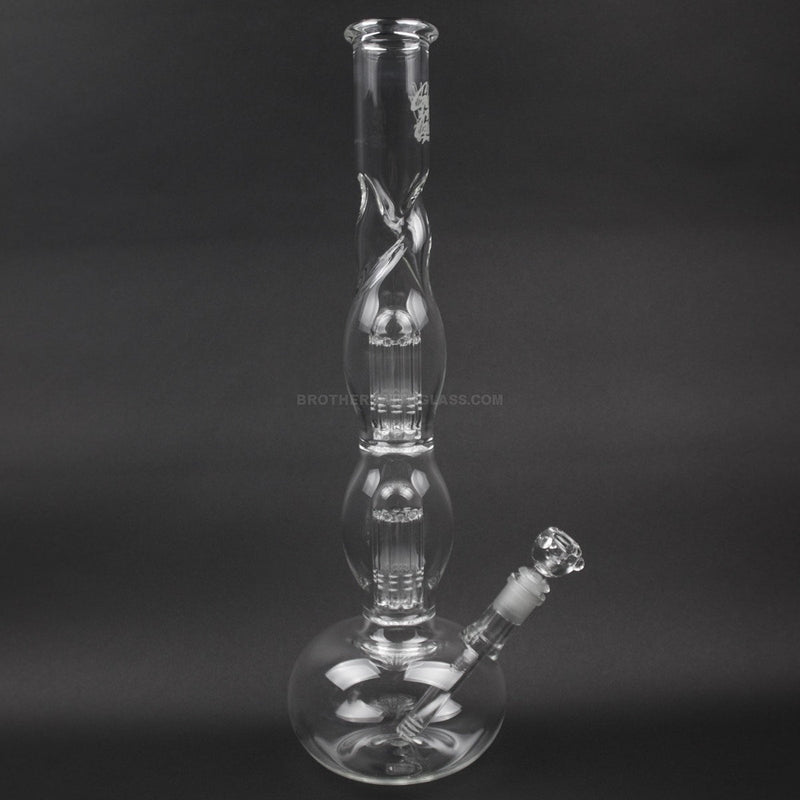 Glowfly Glass 20 In Gridded Downstem to Double Tree Triple Bubble Bong.