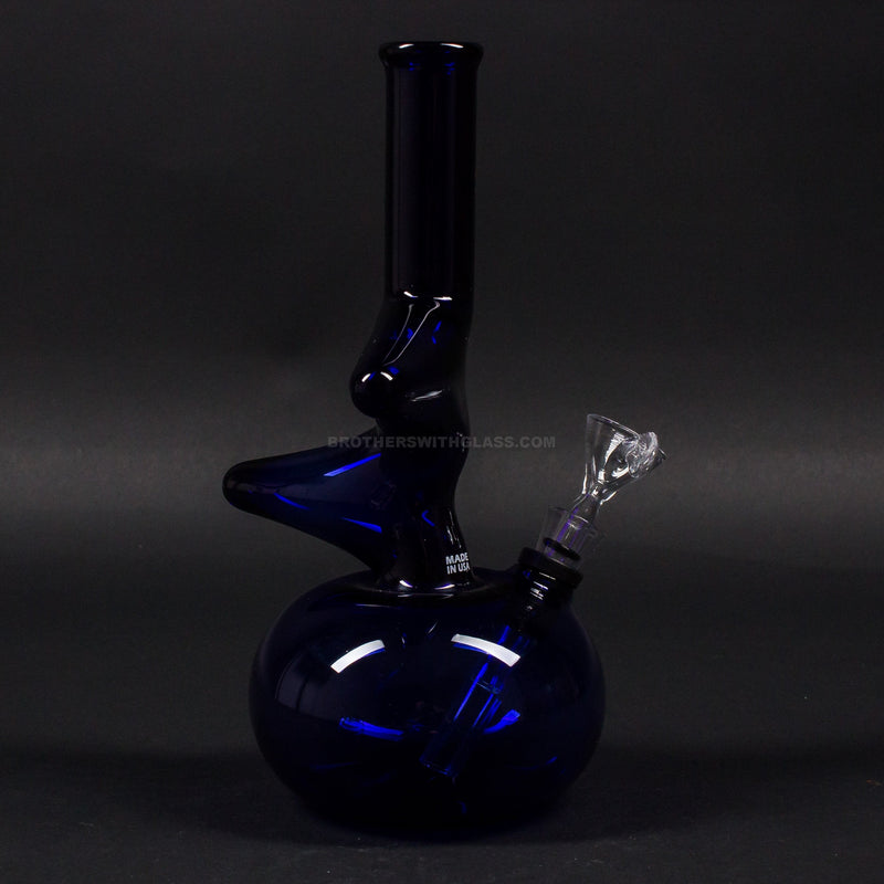 Glowfly Glass Colored Double Warped Neck Bubble Bottom Bong.