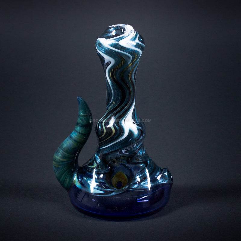 Goo Roo Designs Blue Ice Wig Wag Standing Hand Pipe With Horn.