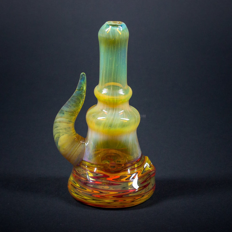 Goo Roo Designs Fire and Fumed Wig Wag Standing Hand Pipe With Horn.