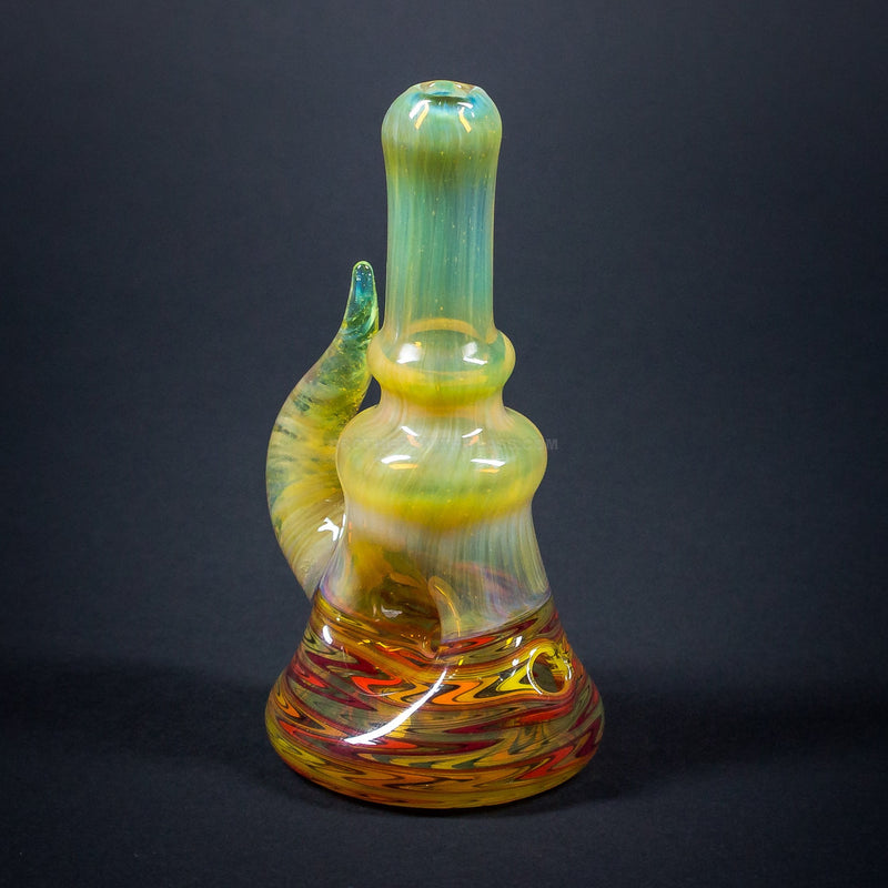 Goo Roo Designs Fire and Fumed Wig Wag Standing Hand Pipe With Horn.