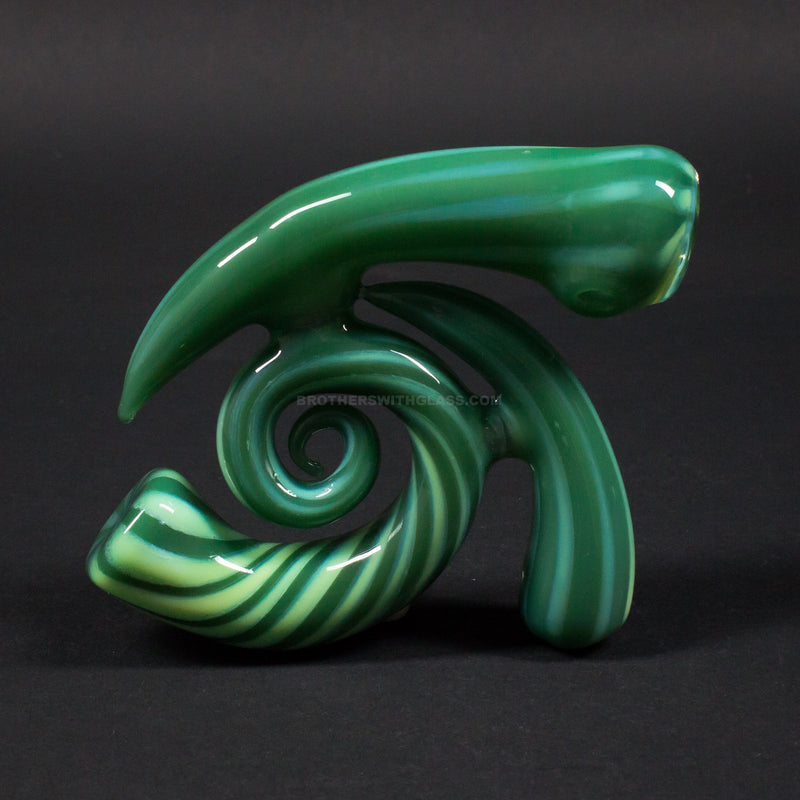 Goo Roo Designs Green Worked Hand Pipe With Horns.