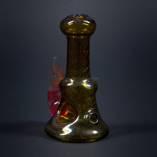 Goo Roo Designs Sparkly Amber Standing Hand Pipe With Horn.