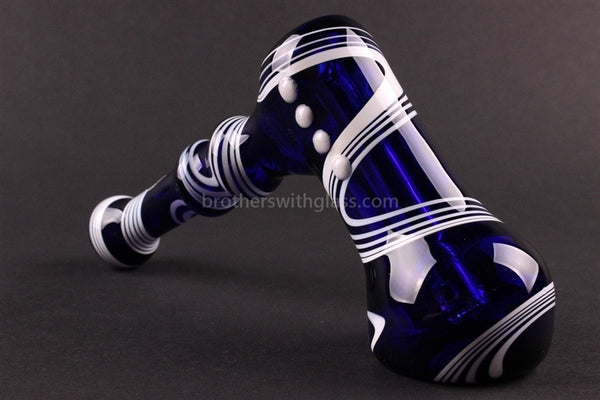 Greenlite Glass Blue and White Wave Hammer Water Pipe.