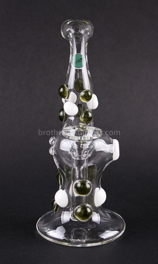 Greenlite Glass Colored Marble Bubbler Water Pipe - Olive Green.