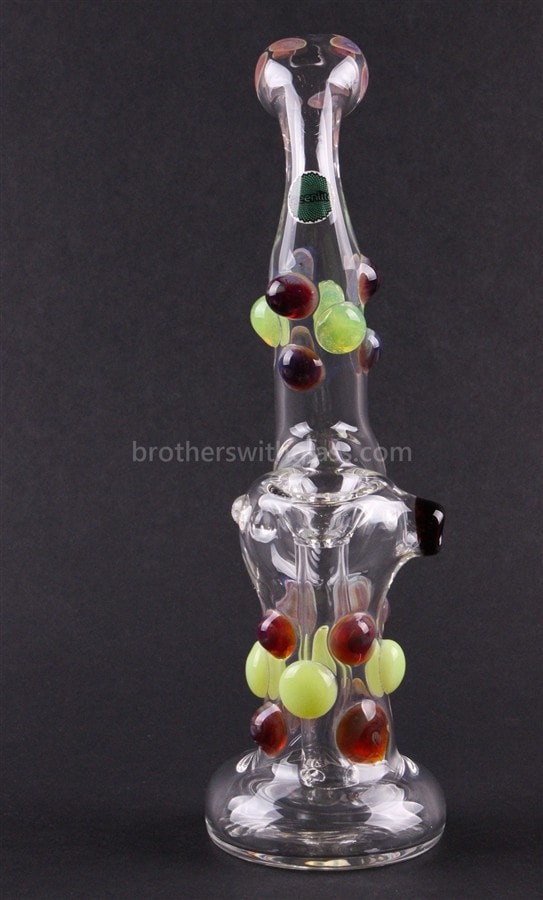 Greenlite Glass Colored Marble Bubbler Water Pipe - Red and Green.