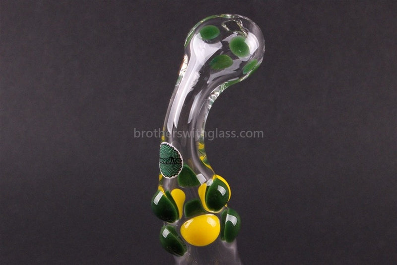 Greenlite Glass Colored Marble Bubbler Water Pipe - Yellow and Green.