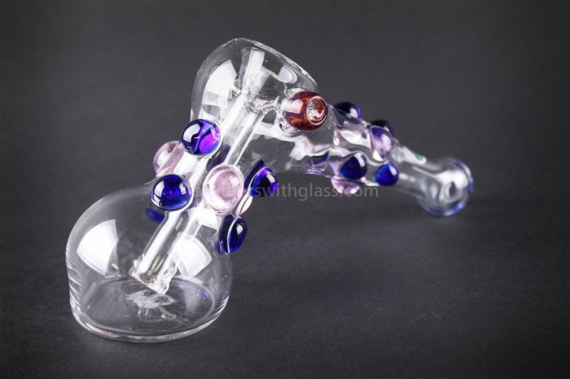 Greenlite Glass Colored Marble Hammer Bubbler Water Pipe - Blue and Pink.