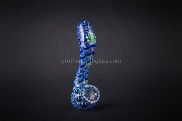 Greenlite Glass Colored Rake Standing Sherlock Hand Pipe - Blue.