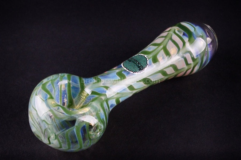 Greenlite Glass Colored Wrapped Rake Hand Pipe - Green.
