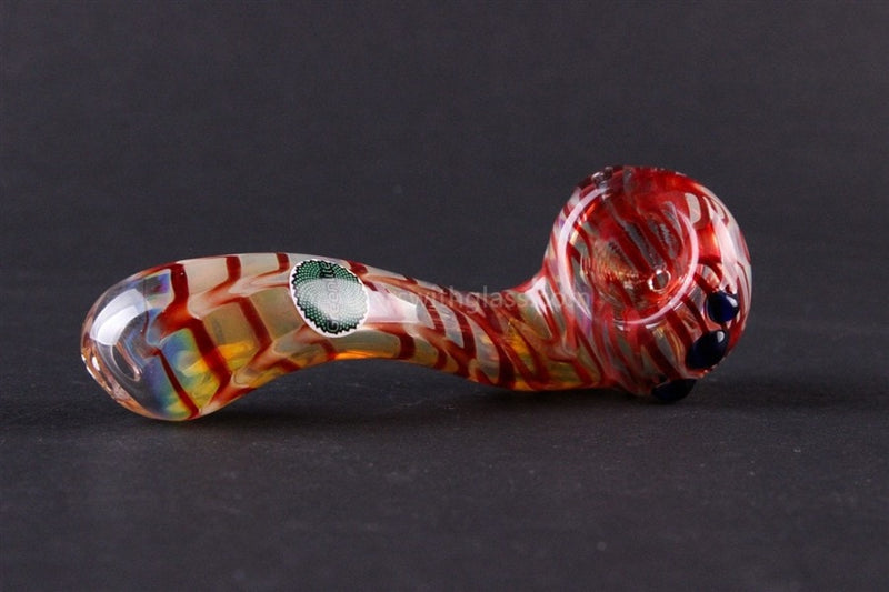Greenlite Glass Colored Wrapped Sherlock Hand Pipe - Red.