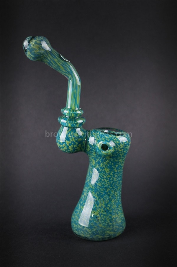 Greenlite Glass Green and Teal Frit Sherlock Water Pipe.