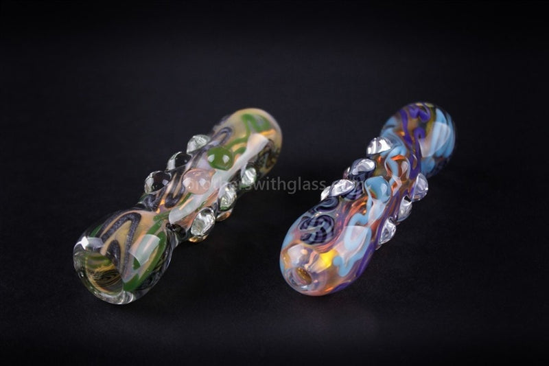 Greenlite Glass Inside Out Marbled Chillum Hand Pipe.
