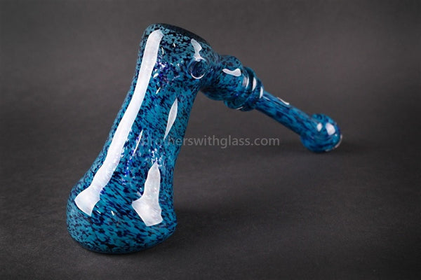 Greenlite Glass Teal and Cobalt Frit Hammer Bubbler Water Pipe.
