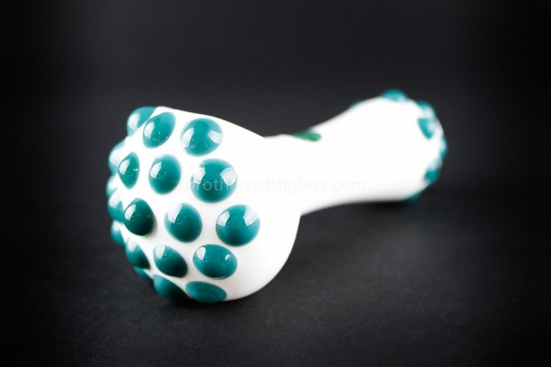 Greenlite Glass Teal Polka Dots Hand Pipe.