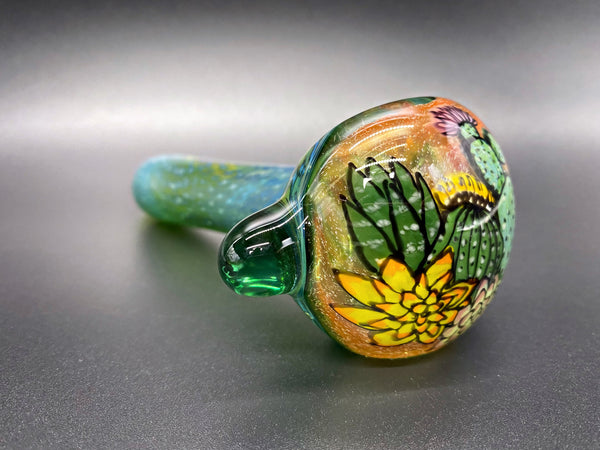 Hilltree Glass Doodle Cap Hand Pipe - Desert Brothers with Glass