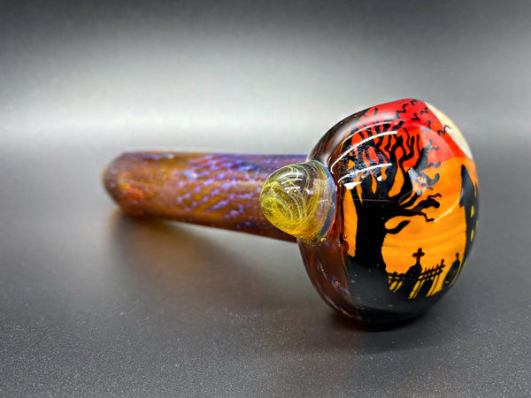 Hilltree Glass Doodle Cap Hand Pipe - Halloween Brothers with Glass