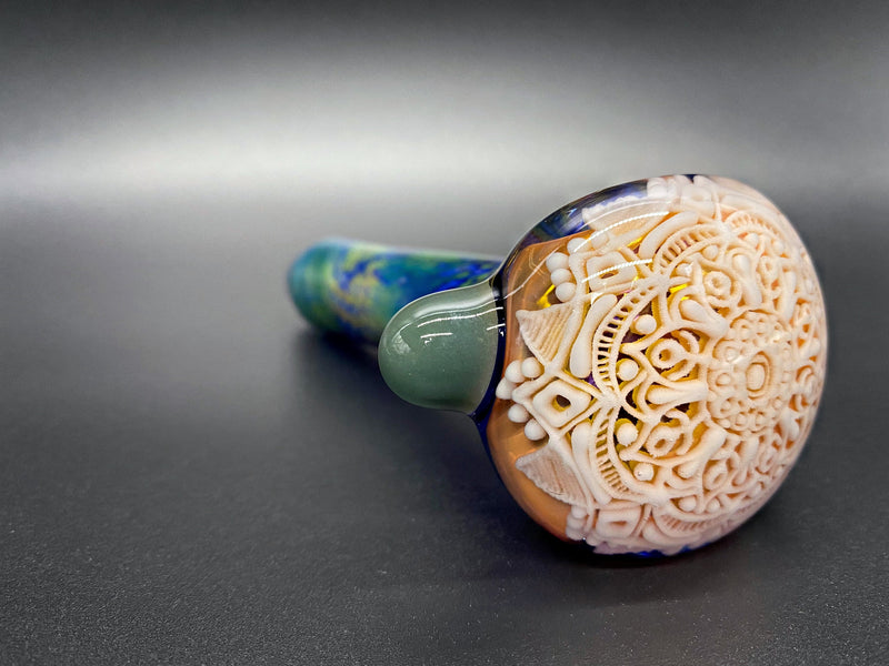 Hilltree Glass Mandala Doodle Cap Hand Pipe - Style 3 Brothers with Glass