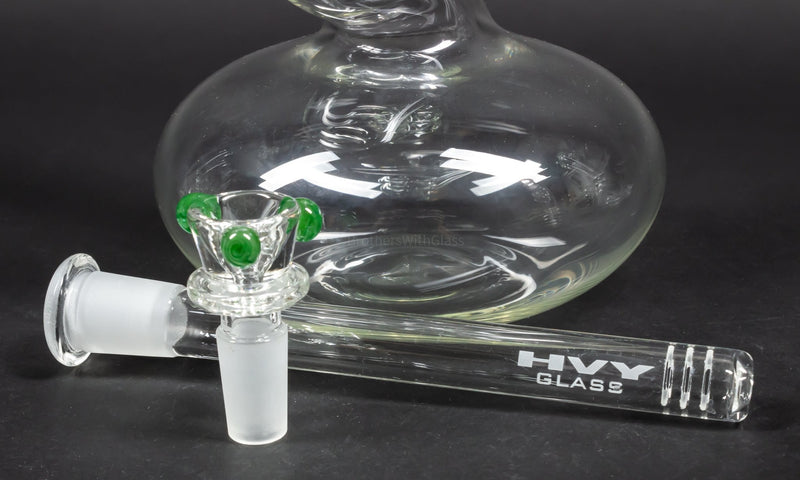 HVY Glass 10 In Bubble Bent Neck Bong - Green Stardust.