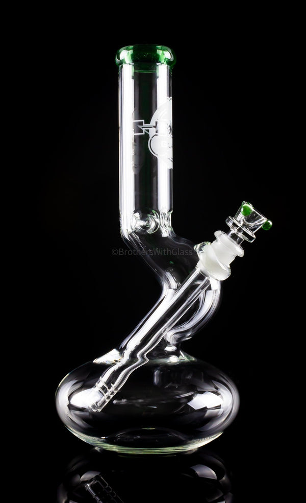 HVY Glass 10 In Bubble Bent Neck Bong - Green Stardust.