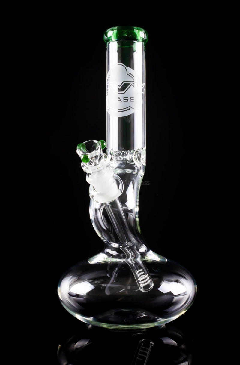HVY Glass 10 In Bubble Bent Neck Bong - Green Stardust.