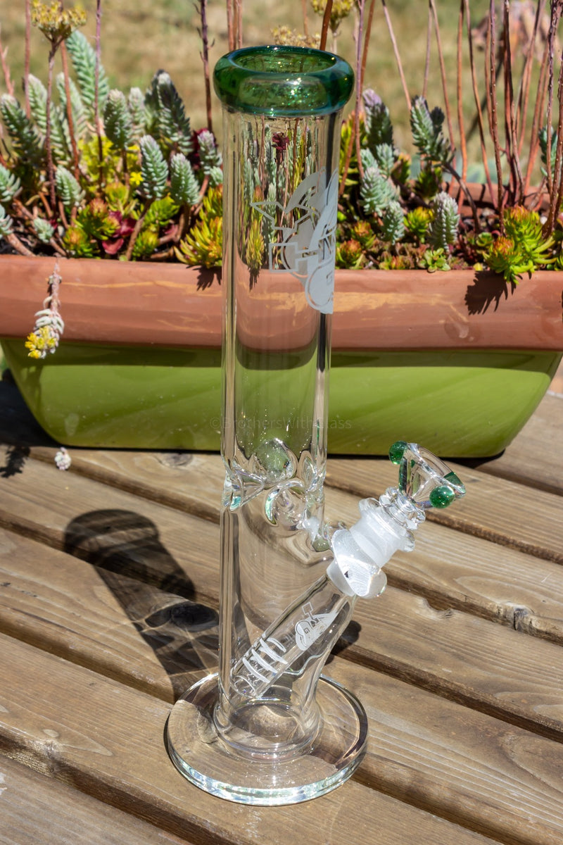 HVY Glass 10 In Color Wrap Straight Water Pipe - Green Stardust.