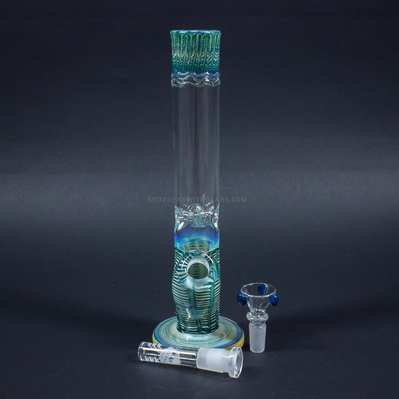 HVY Glass 10 In Straight Teal Color Raked Bong.