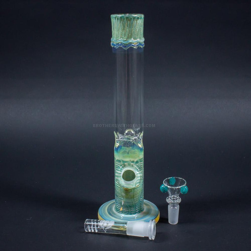 HVY Glass 10 In Straight Teal Color Raked Bong.