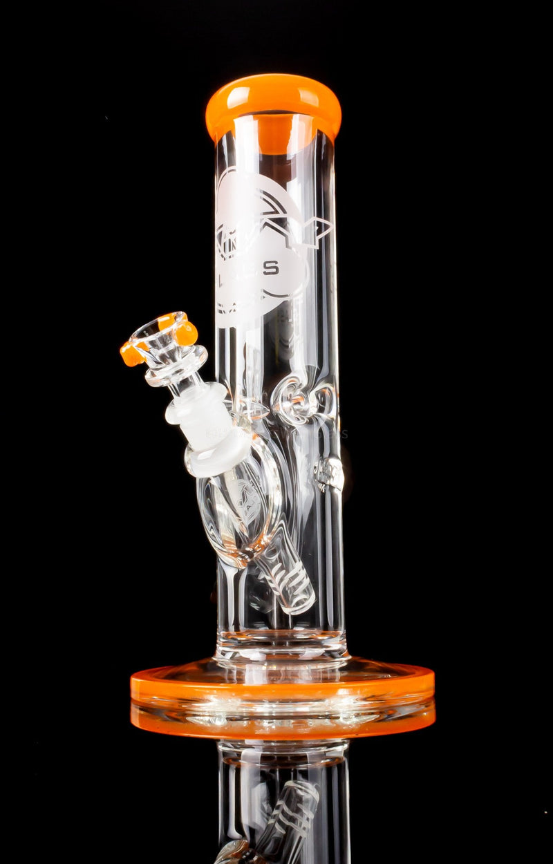 HVY Glass 10 Inch Straight 9mm Color Accent Bong - Orange.