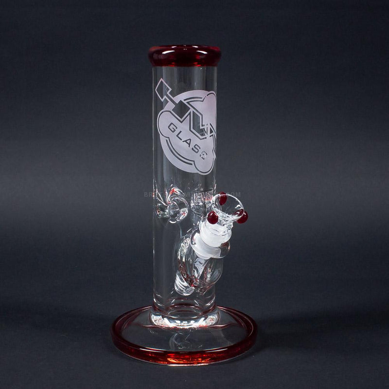 HVY Glass 10 Inch Straight 9mm Color Accent Bong - Red.