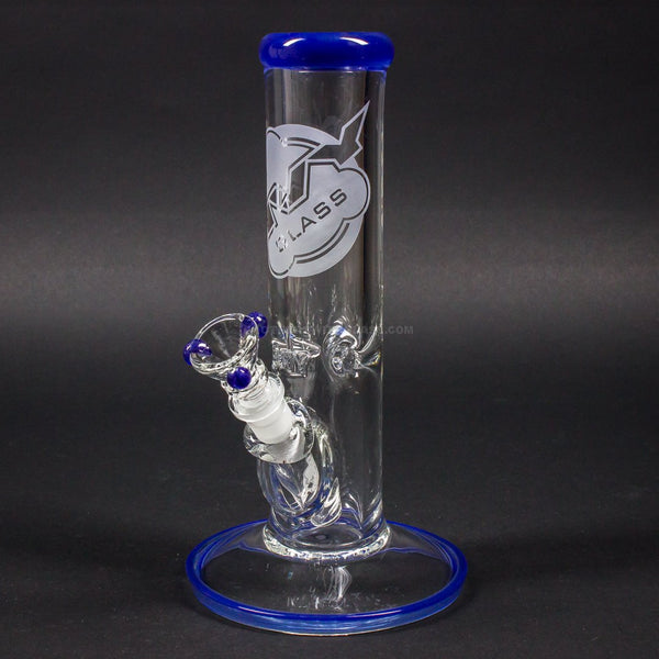 HVY Glass 10 Inch Straight 9mm Water Pipe - Cobalt Blue.