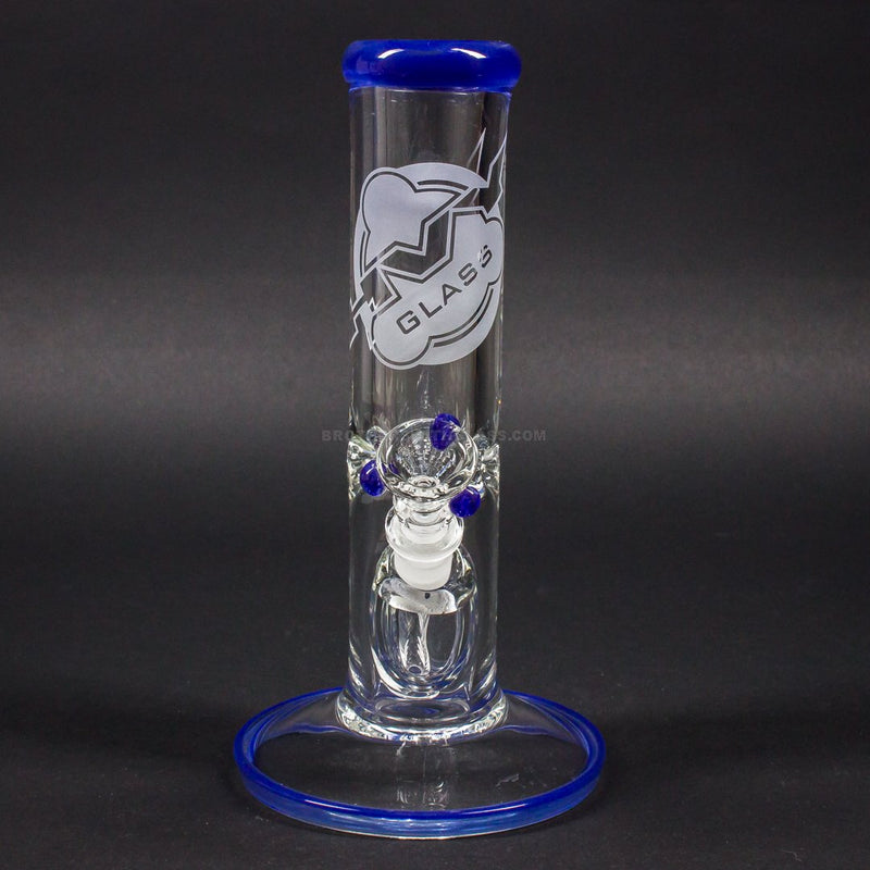 HVY Glass 10 Inch Straight 9mm Water Pipe - Cobalt Blue.