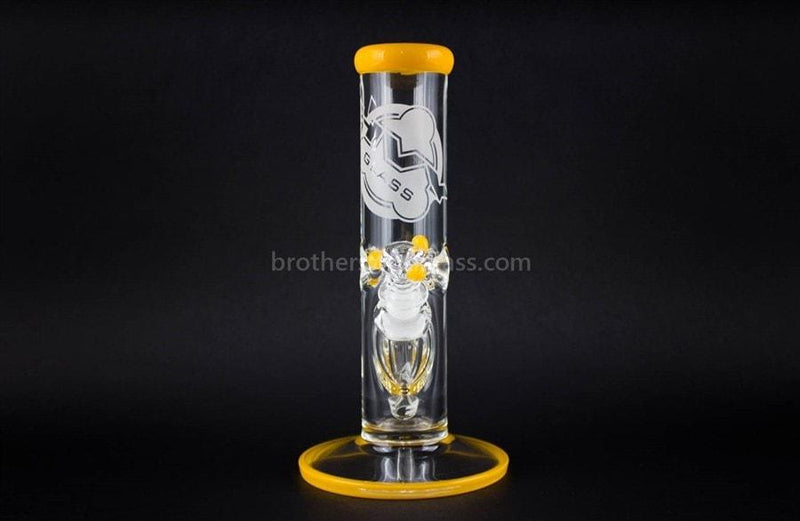 HVY Glass 10 Inch Straight 9mm Water Pipe - Yellow.