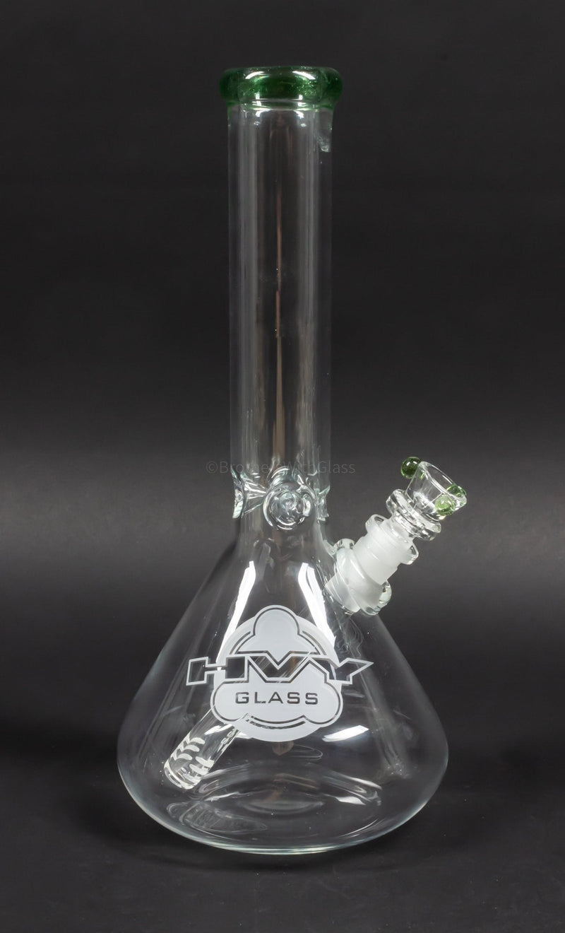 HVY Glass 11 in Beaker Water Pipe - Green Stardust.