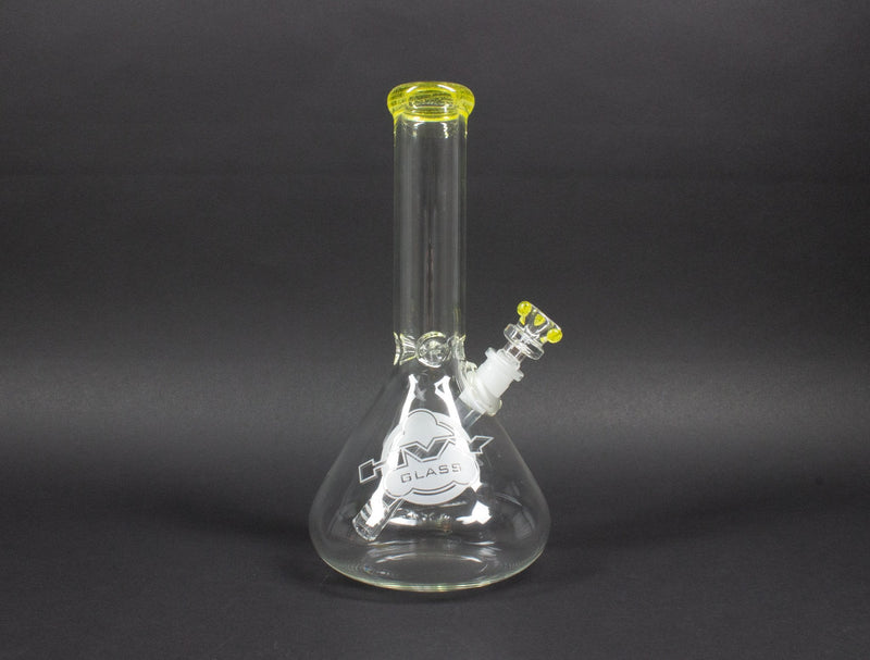 HVY Glass 11 in Color Accent Beaker Bong - Lemon Drop.