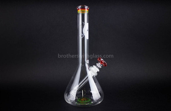 HVY Glass 11 in Worked Flower Beaker Water Pipe - Rasta.