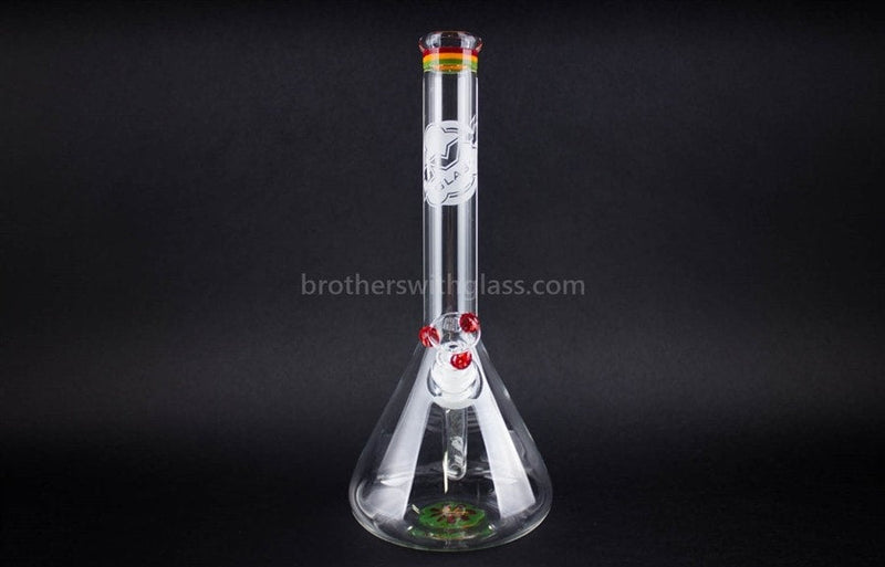 HVY Glass 11 in Worked Flower Beaker Water Pipe - Rasta.
