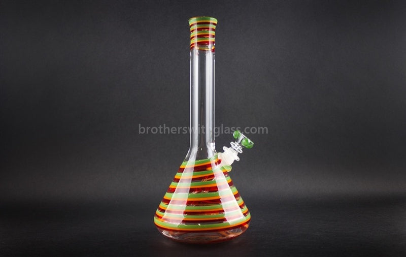 HVY Glass 12 In Color Striped Beaker Bong - Rasta.