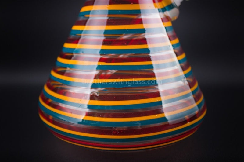 HVY Glass 13 In Heady Color Striped Beaker Water Pipe - Teal Rasta.