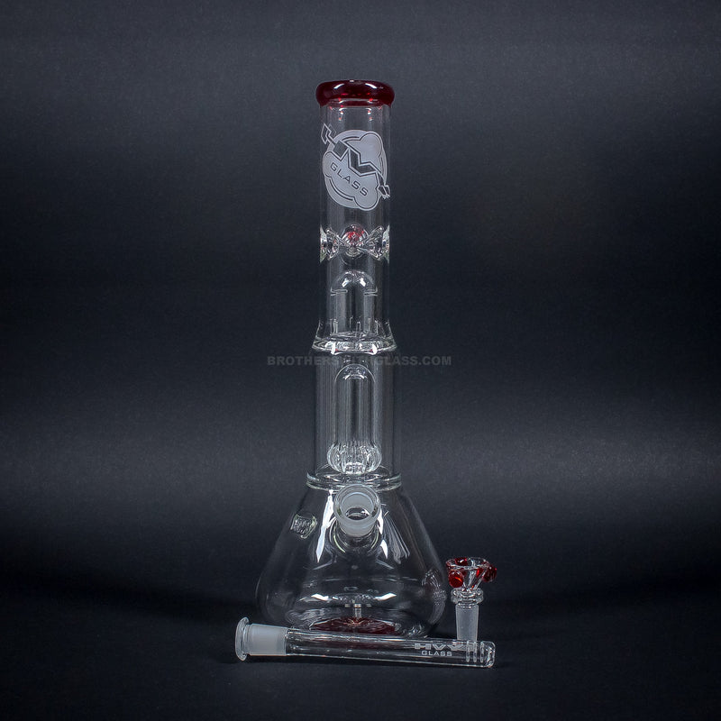 HVY Glass 14 in Beaker to Showerhead Bong - Red.