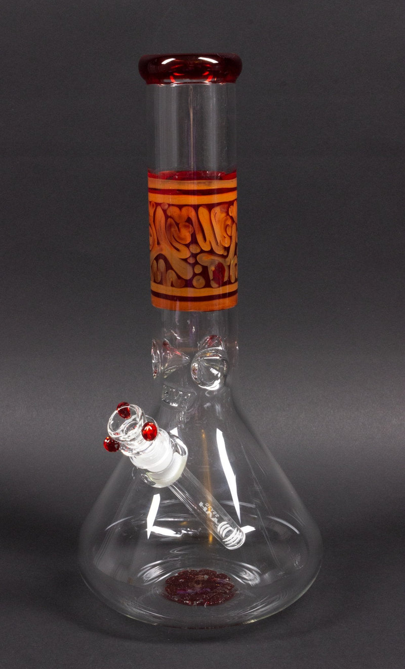 HVY Glass 50mm Color Coiled Beaker Bong -  Ruby.