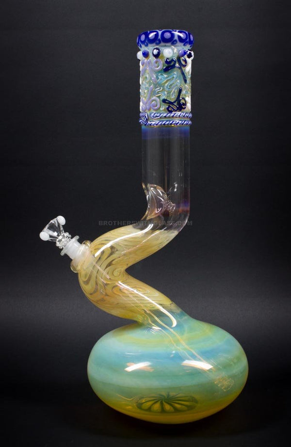 HVY Glass 50mm Fumed Bubble Bent Neck Bong - Blue.