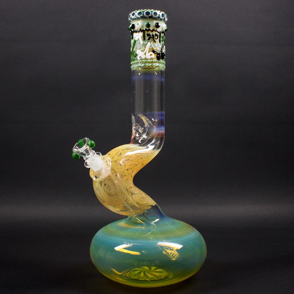 HVY Glass 50mm Fumed Bubble Bent Neck Bong - Green.