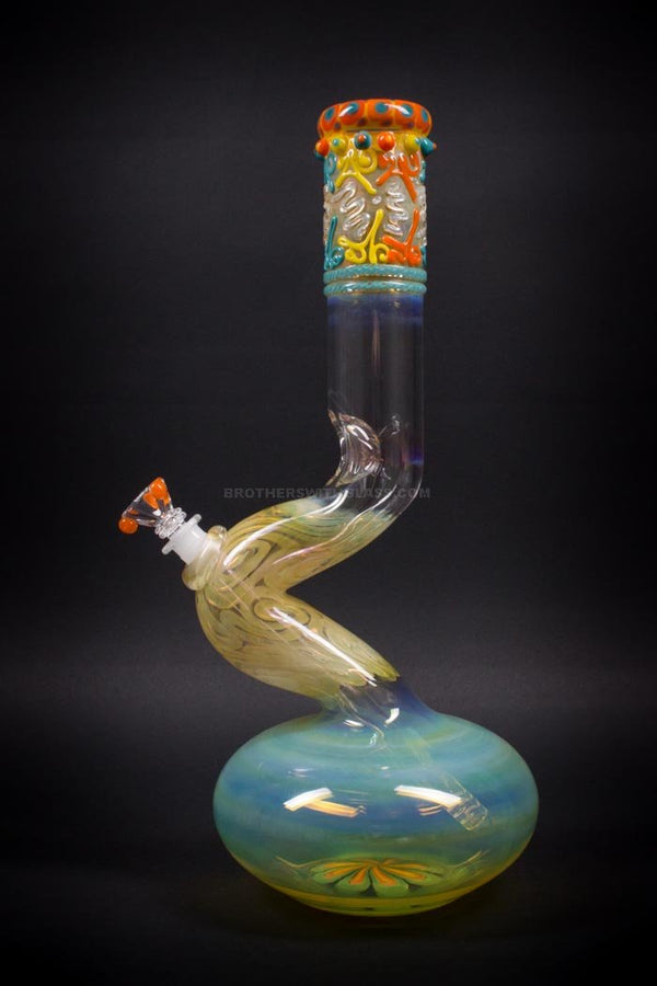 HVY Glass 50mm Fumed Bubble Bent Neck Bong - Orange.