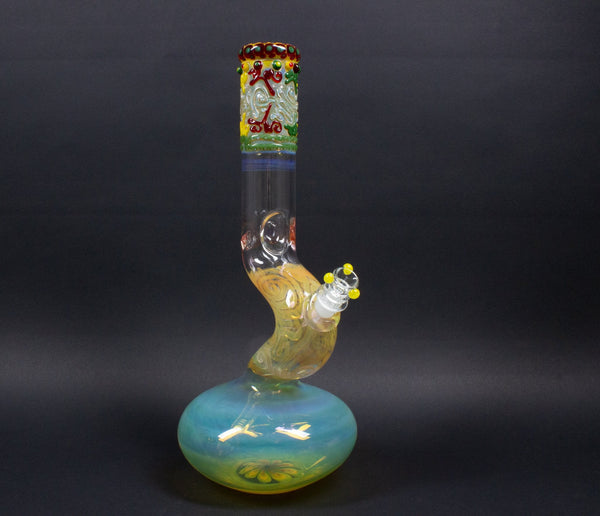 HVY Glass 50mm Fumed Bubble Bent Neck Bong - Rasta.